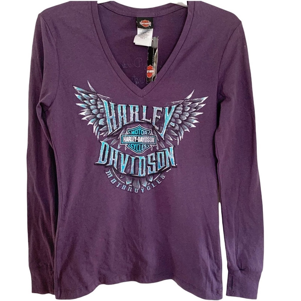 Harley Davidson Purple V Neck Washington DC Tee NWT